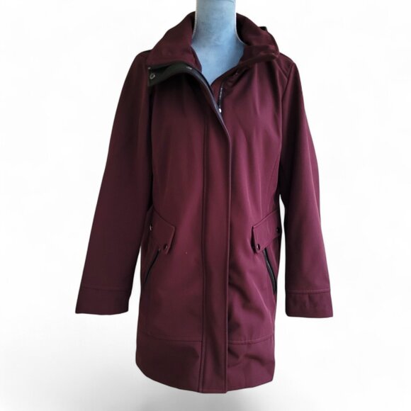 NWOT Badgley Mischka Paneled Thermotech Jacket Coat in Burgundy Style 66934 - Picture 2 of 16
